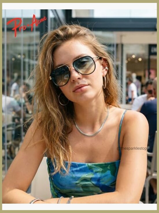 Oversized Double-Bridge Metal-Plastic Frame Aviator Sunglasses main image 7